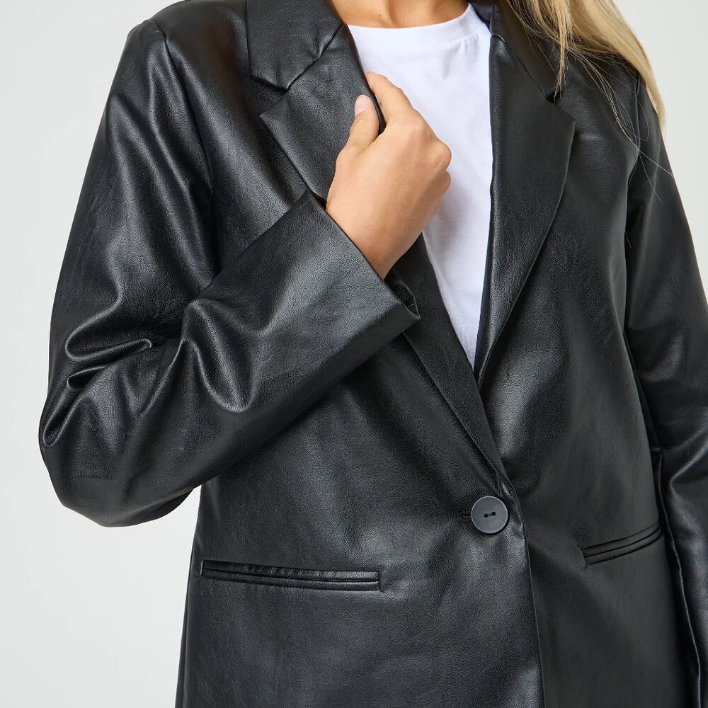 Faux Leather Blazer